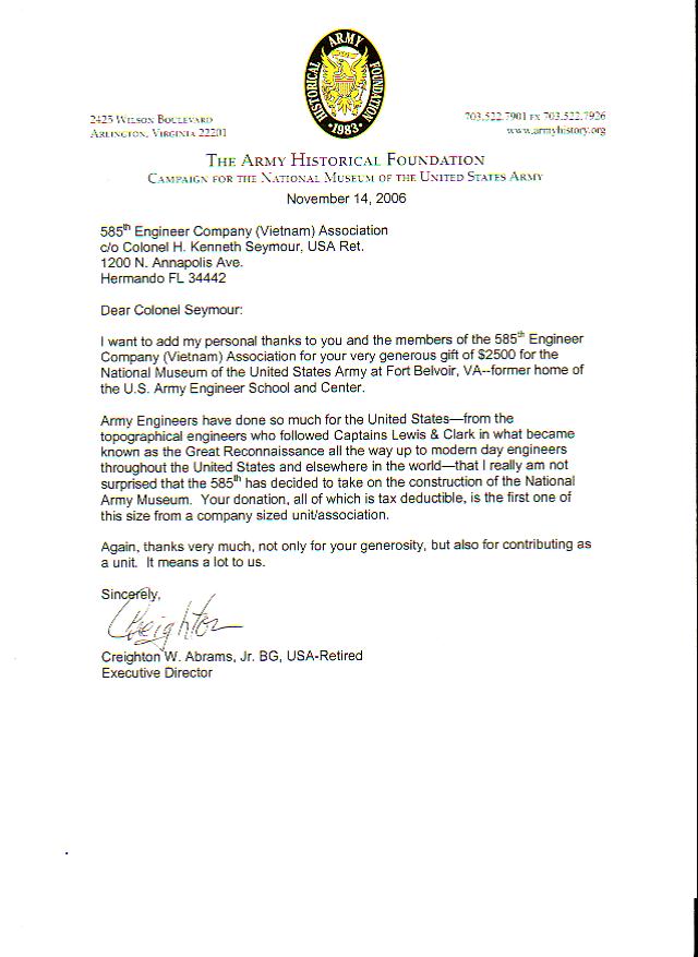 army museum letter